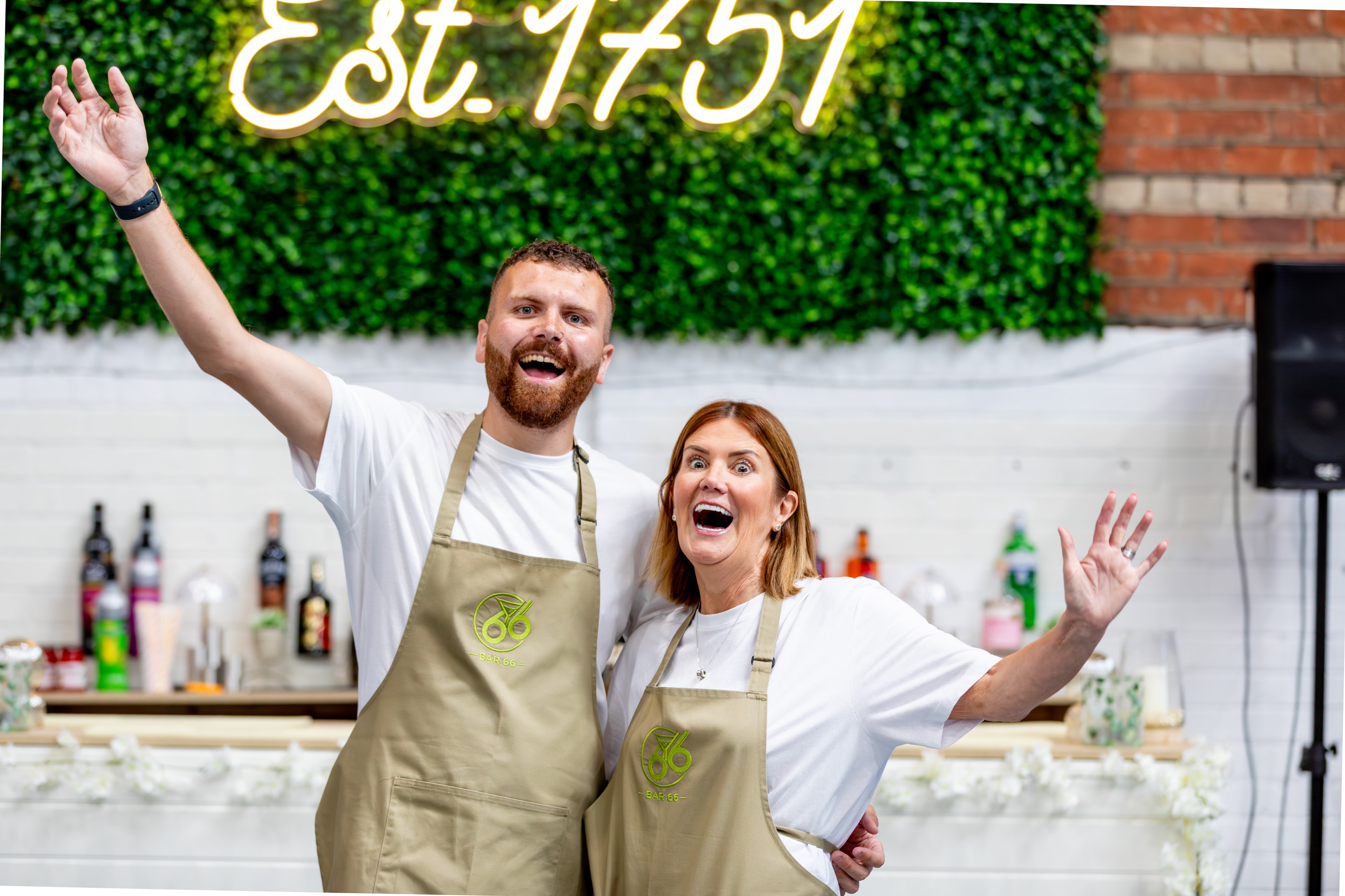 Bar 66 team celebrating at the Est. 1751 event